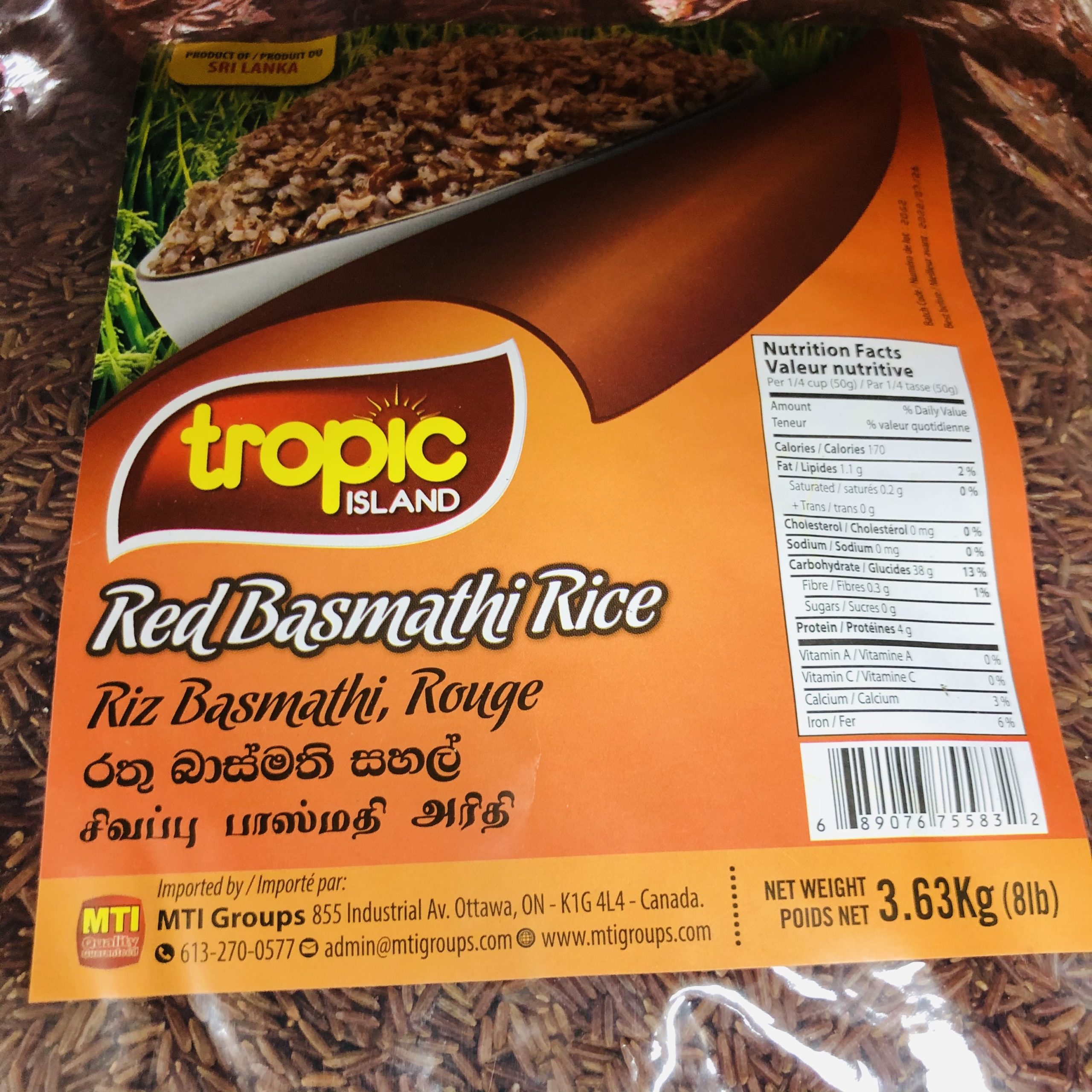 Tropic : Red Basmathi Rice – 8 lb