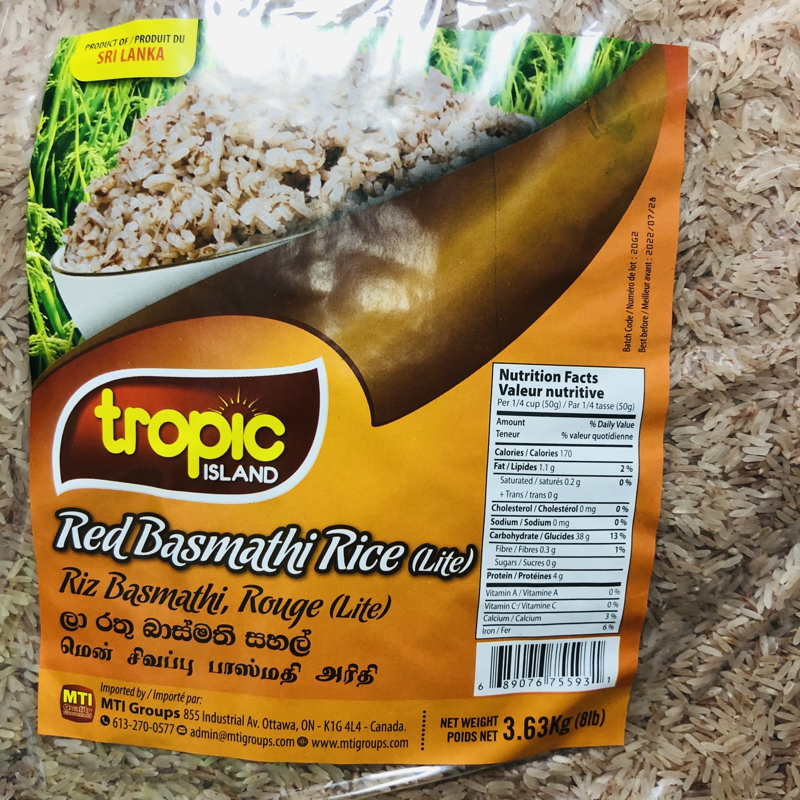 Tropic : Red Basmathi Rice (Lite) – 8 lb